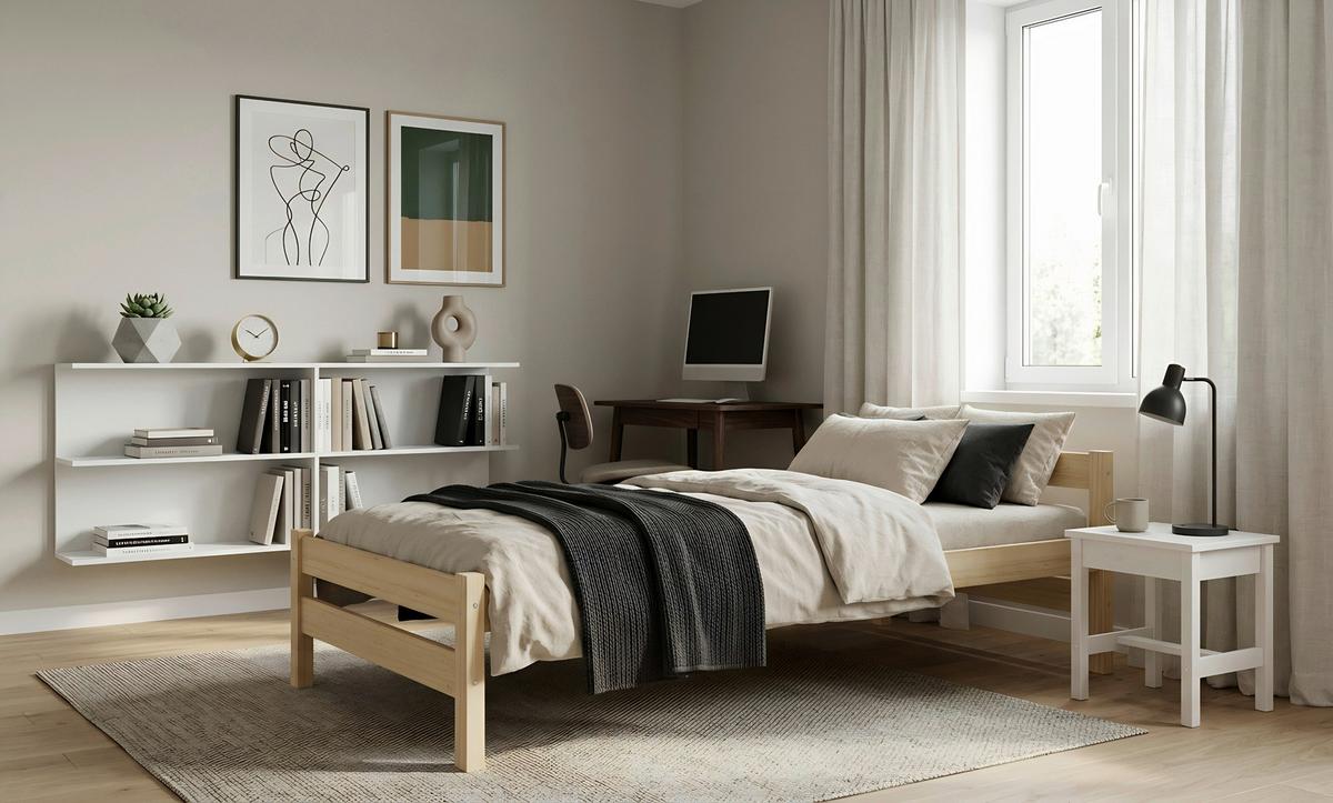 Kinder-/Juniorbett Aleks Kiefer Echtholz B: 90cm - Kieferfarben, MODERN, Holz (90/180cm) - MID.YOU