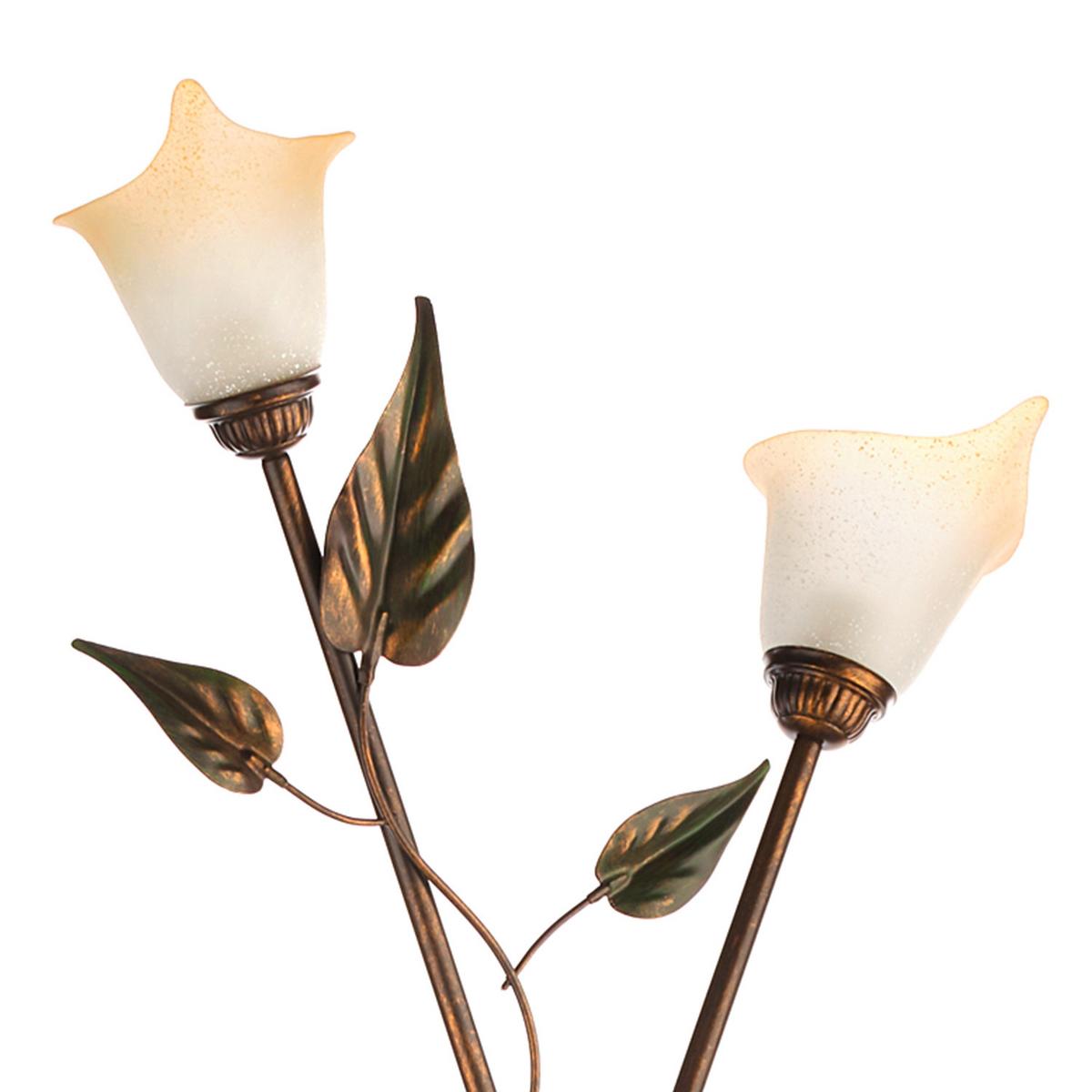 Stehleuchte 4620/Pt3 - Bronzefarben/Olivgrün, Natur, Glas/Metall (55/175cm)