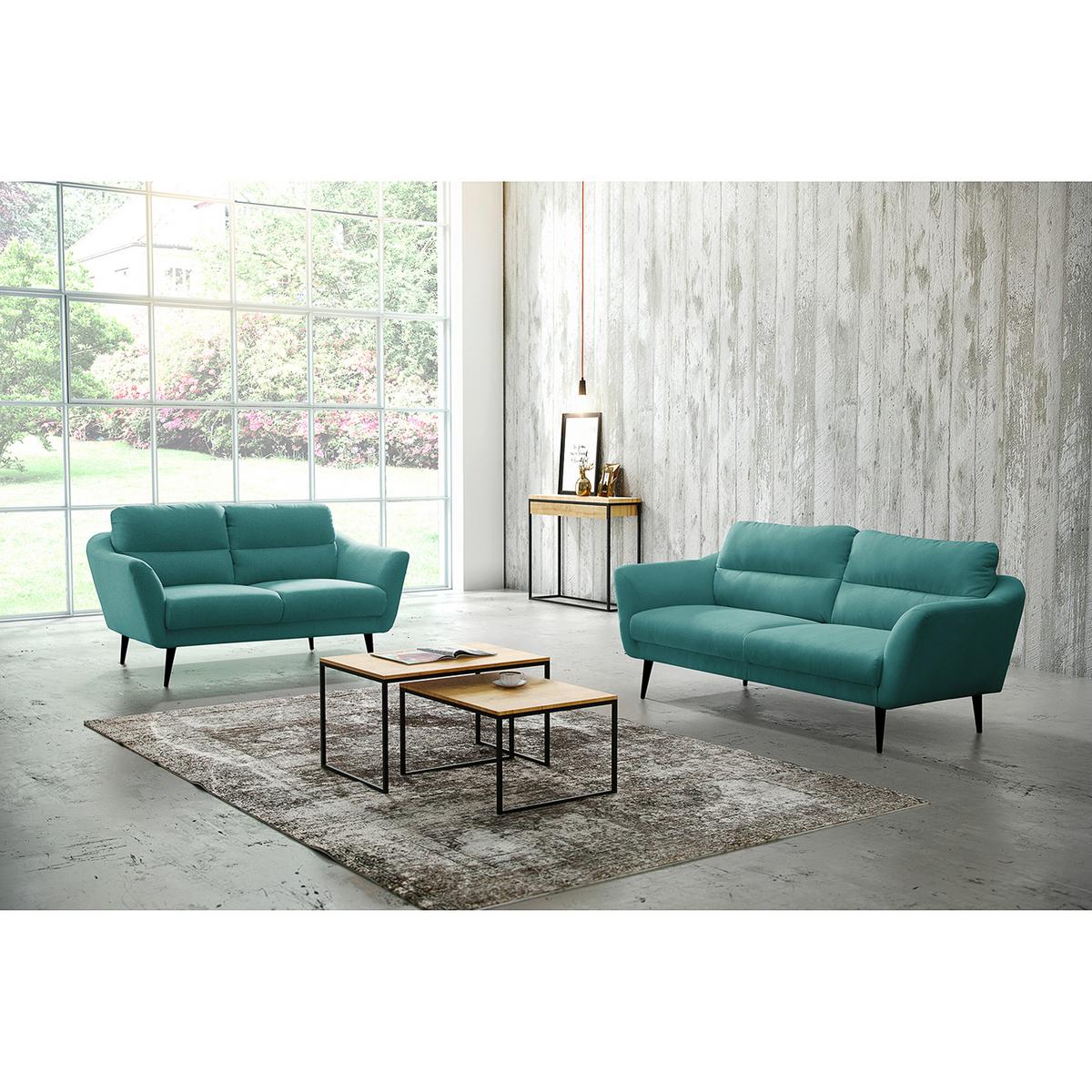 2-Sitzer-Sofa Tromso Türkis B: 158 cm - Türkis/Schwarz, Design, Textil (158/87/88cm) - Livetastic