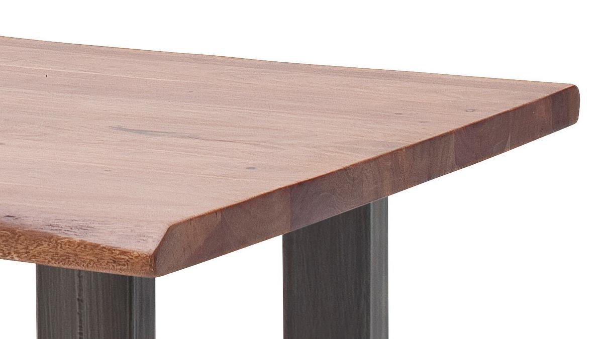 Couchtisch Holz mit Massiver Tischplatte Cartagena, Akazie - Walnussfarben/Nickelfarben, MODERN, Holz/Metall (75/45/75cm)