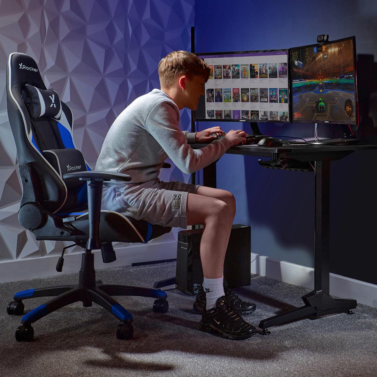 Gamingstuhl Agility Compact Esports - Blau/Schwarz, MODERN, Kunststoff/Textil (55/113/62,5cm) - X Rocker