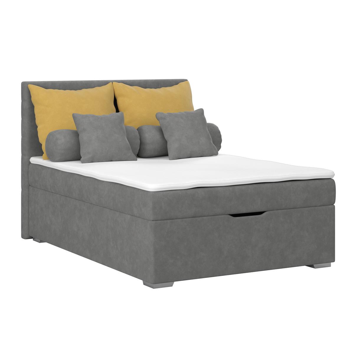 Kárpitozott Ágy Adria 140/200cm - grafitszürke, Konventionell, textil/fa (140/200cm)