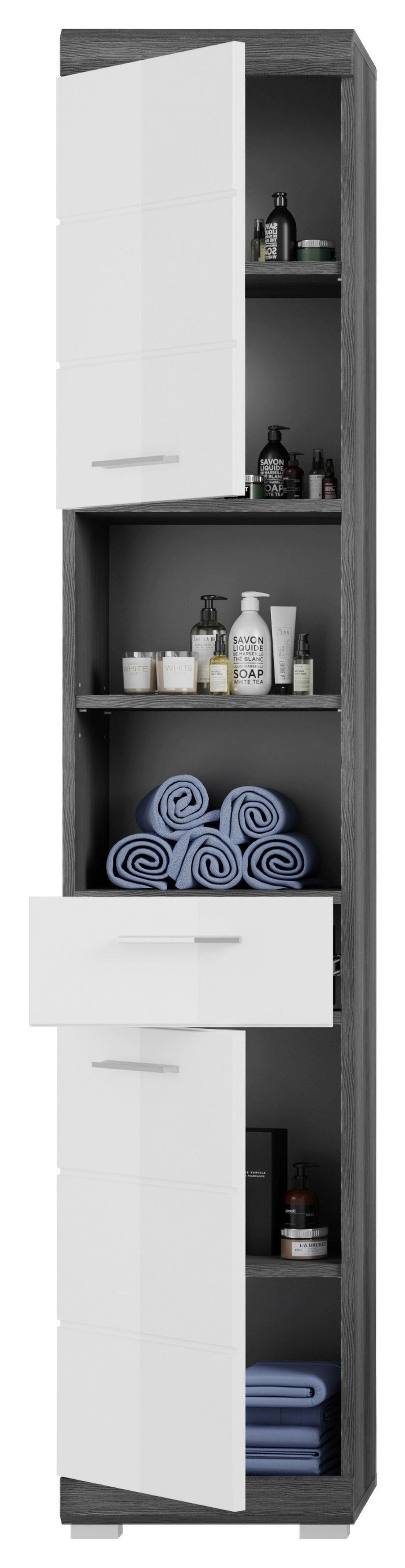 Badezimmer Scout - Weiß Hochglanz, MODERN, Holzwerkstoff (97cm) - MID.YOU