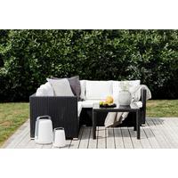 Loungegarnitur Kuba - Schwarz/Weiß, KONVENTIONELL, Glas/Kunststoff (59/180/64cm) - Gardenson