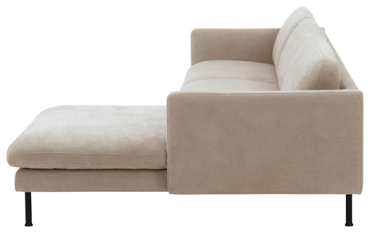 Ecksofa Nathan Rücken Echt, Beige - Beige/Schwarz, MODERN, Textil (286/78/123cm) - Max Winzer