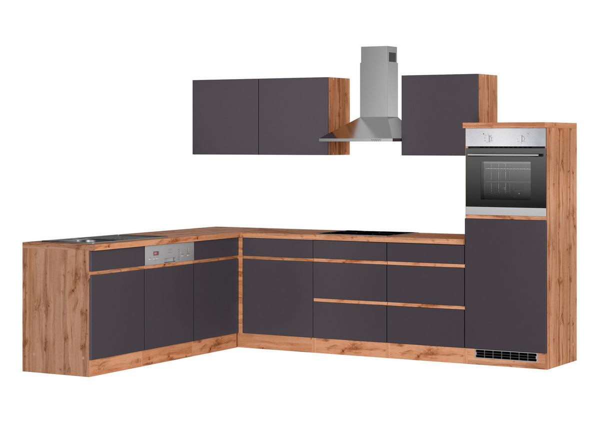Eckküche Turin Mit Geräten 240x300 Cm Grau/eiche Dekor - Eiche Wotan/Grau, Design, Holzwerkstoff (240/300cm) - Held