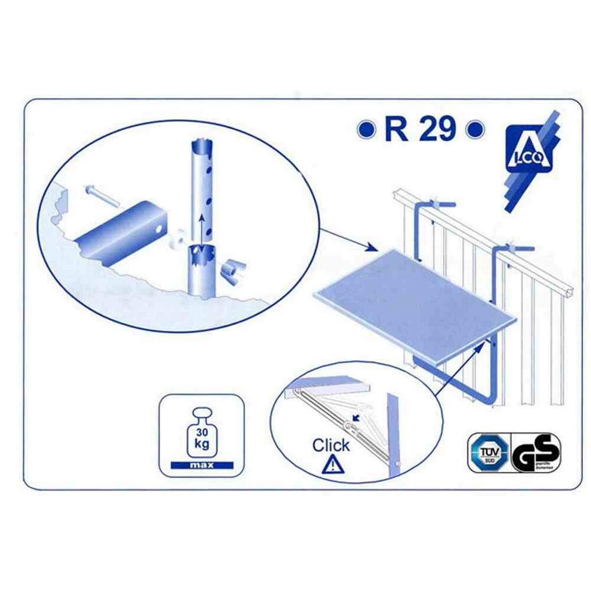 Balkonhängetisch 628320 - Basics (50/100/20cm) - Gardenson