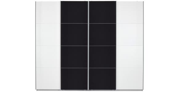 Schwebetürenschrank 361cm Bensheim, Weiß/basalt - Dunkelgrau/Weiß, MODERN, Glas/Holzwerkstoff (361/230/62cm) - James Wood