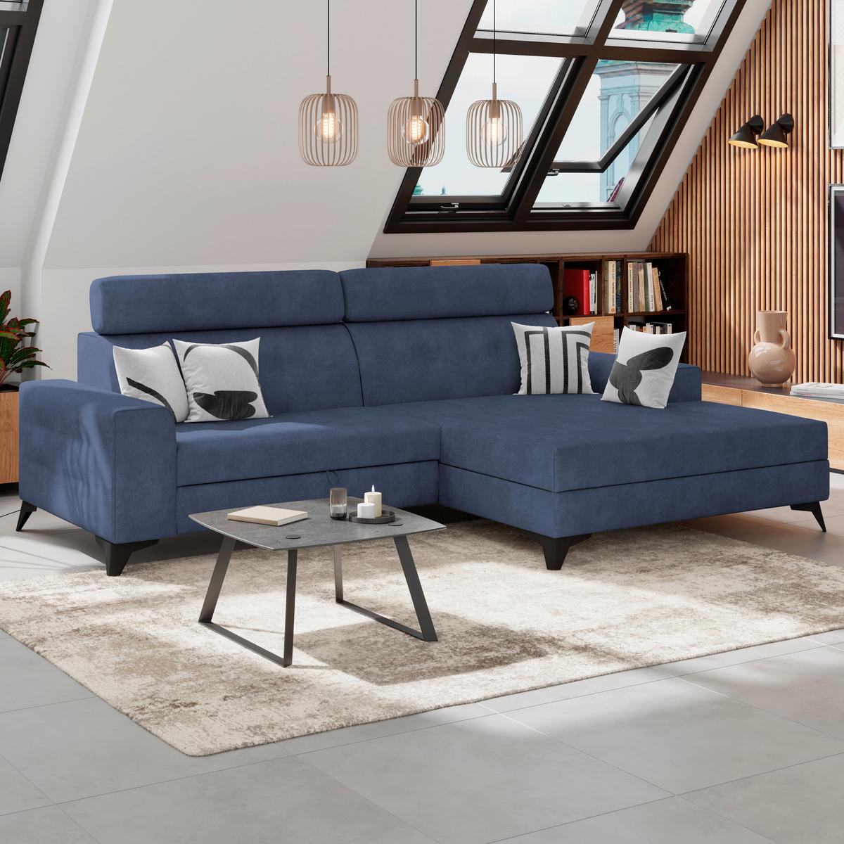 Wohnlandschaft Florida Mit Schlaffunktion Petrol - Petrol/Schwarz, MODERN, Holz/Holzwerkstoff (275/92/175cm)