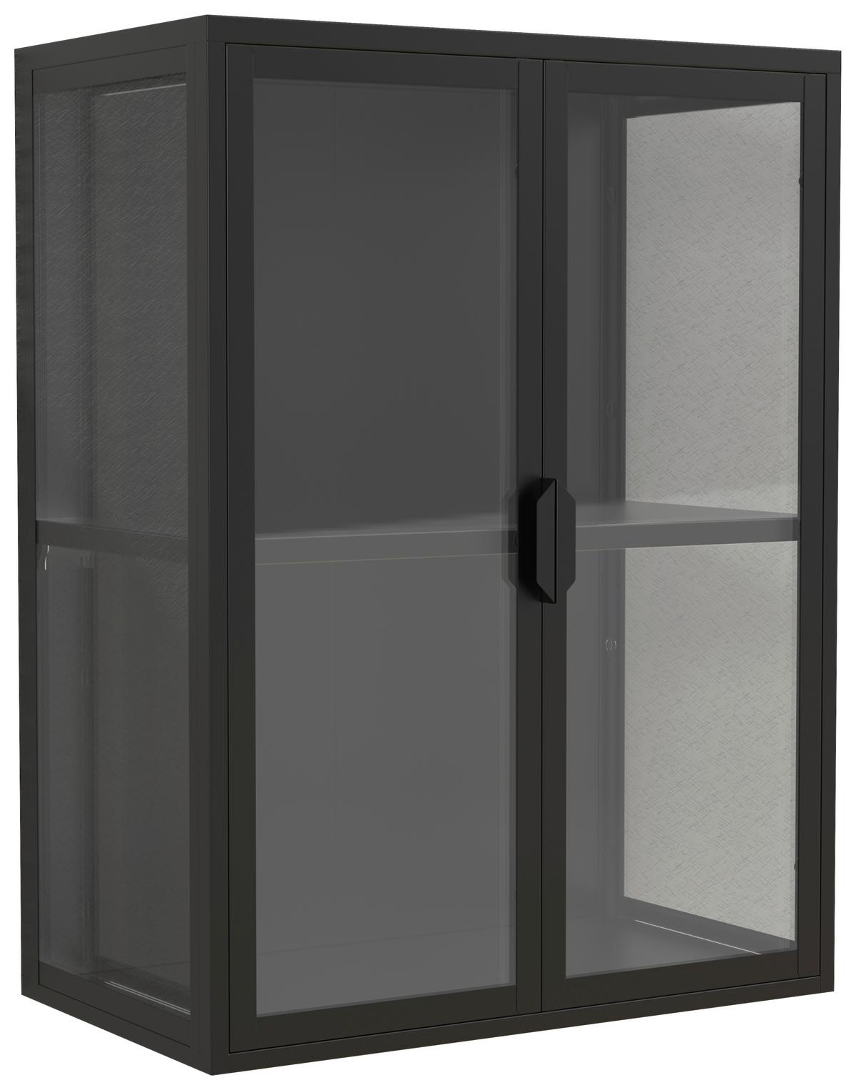 Hängevitrine Flokas Schwarz B: 60 cm - Transparent/Schwarz, Design, Glas/Metall (60/80/35cm) - MID.YOU