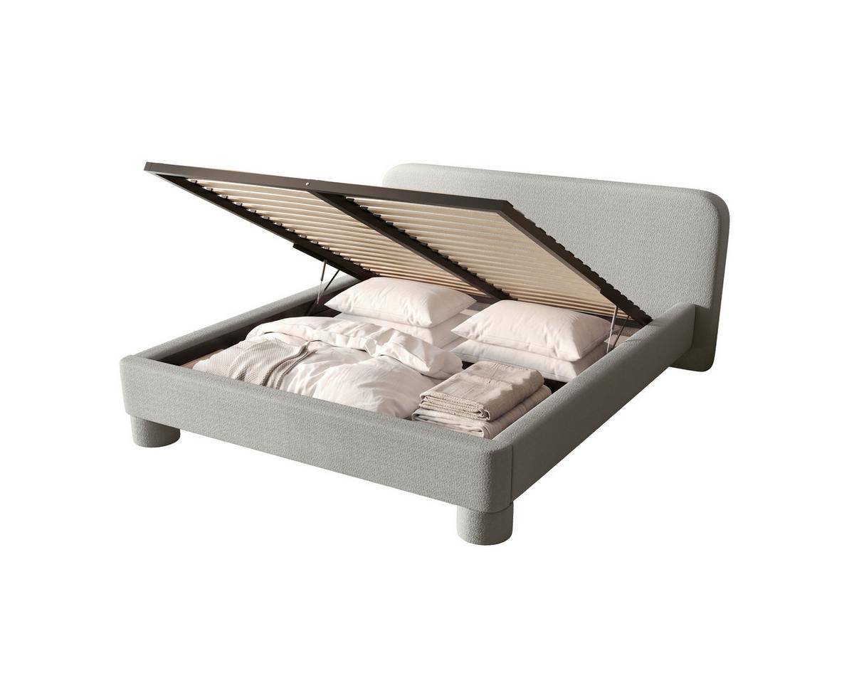 Polster Bett Bill 120 Creme LF: 120x200 cm - Schwarz/Grau, MODERN, Textil/Metall (140/200cm) - MID.YOU