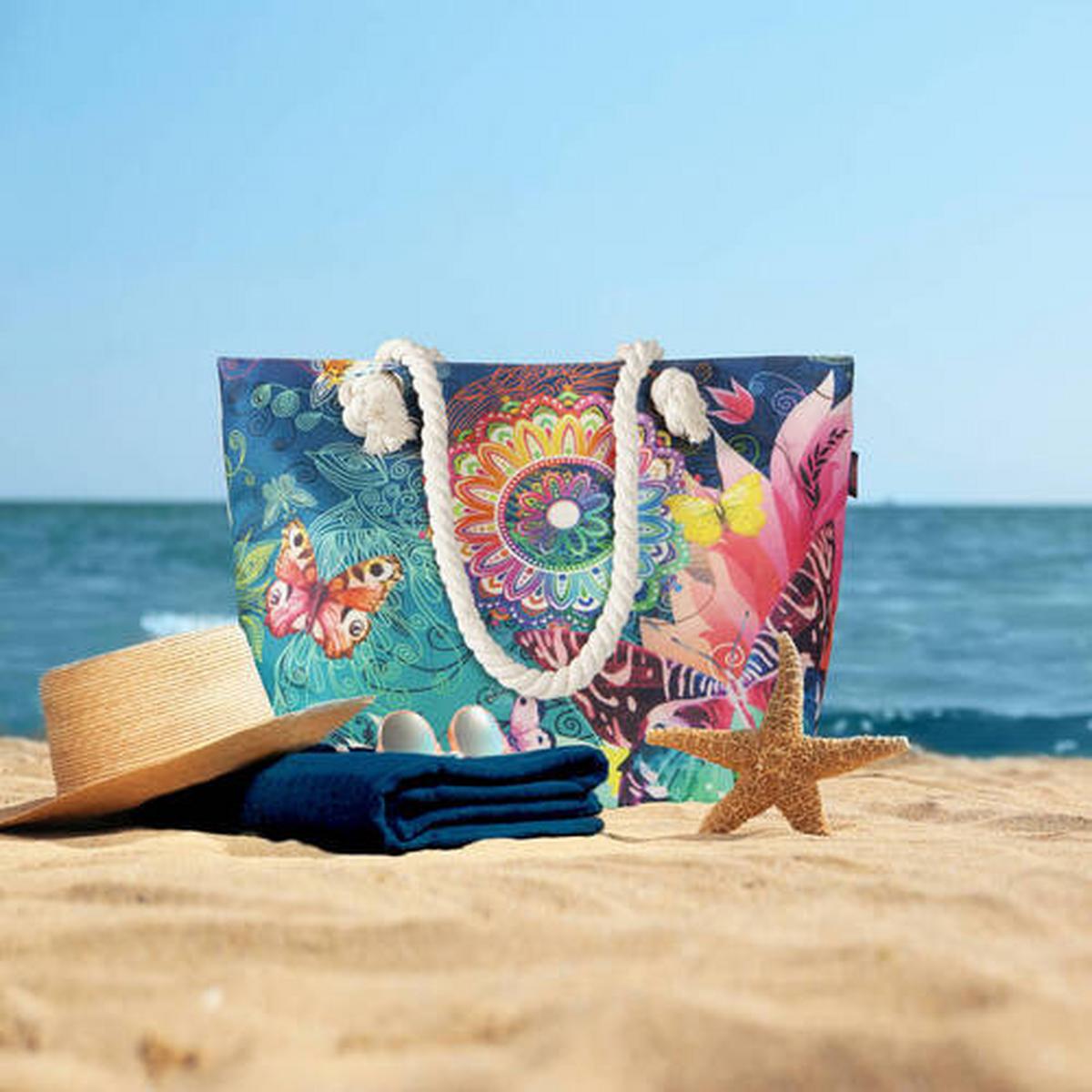 Strandtasche Parada Blau Petrol 43x60 Cm - Blau/Petrol, Trend, Textil (43/60cm)