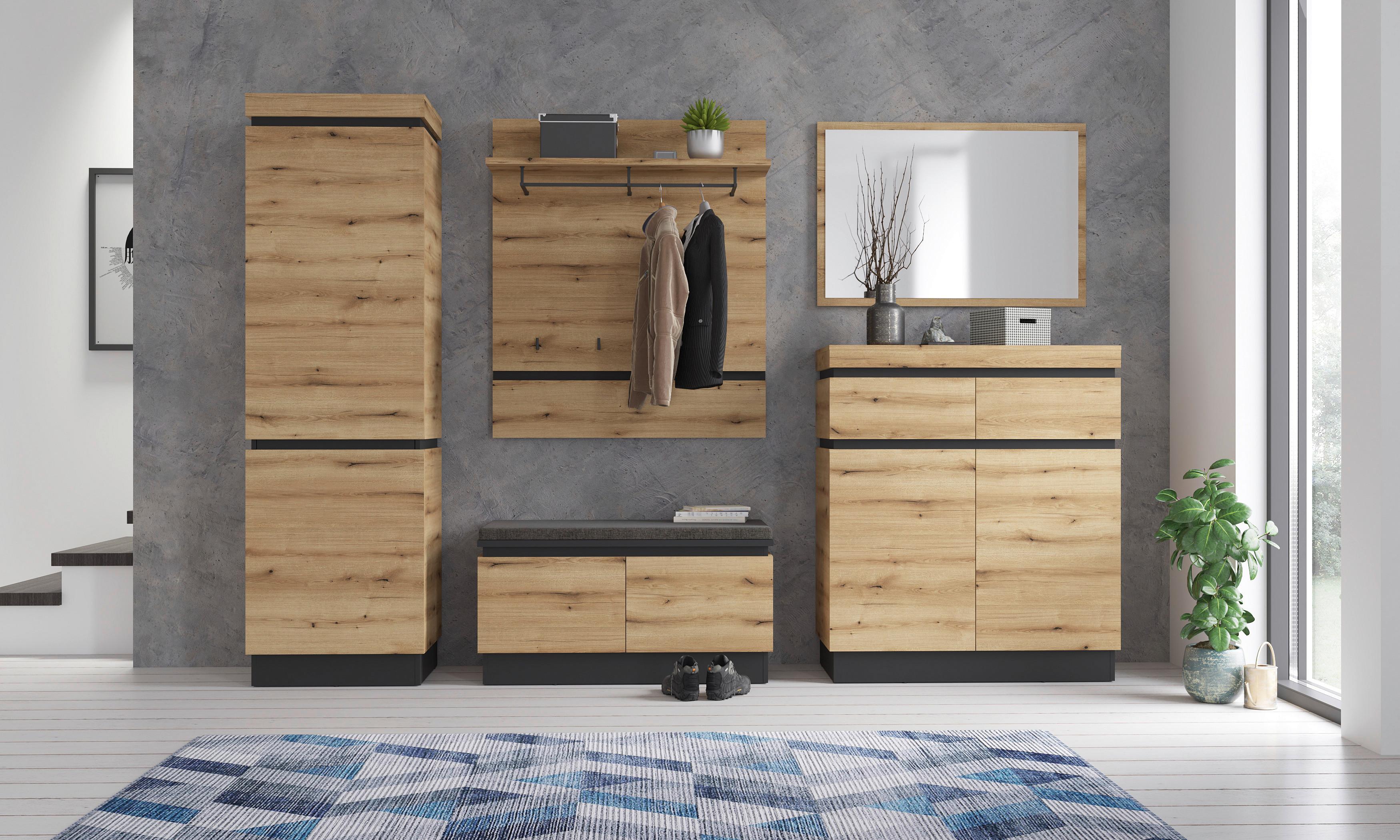 Garderobe Corte Eiche Dekor/Grau B: 262 cm - Eichefarben/Grau, Trend, Holzwerkstoff (262/200,5/45cm)