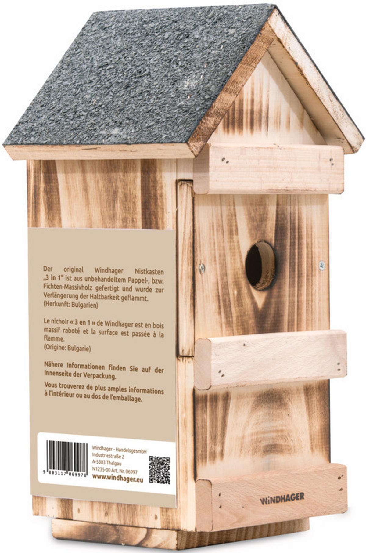 Nistkasten 3 In 1 Naturfarben - Naturfarben, Basics, Holz (15/31/16cm)