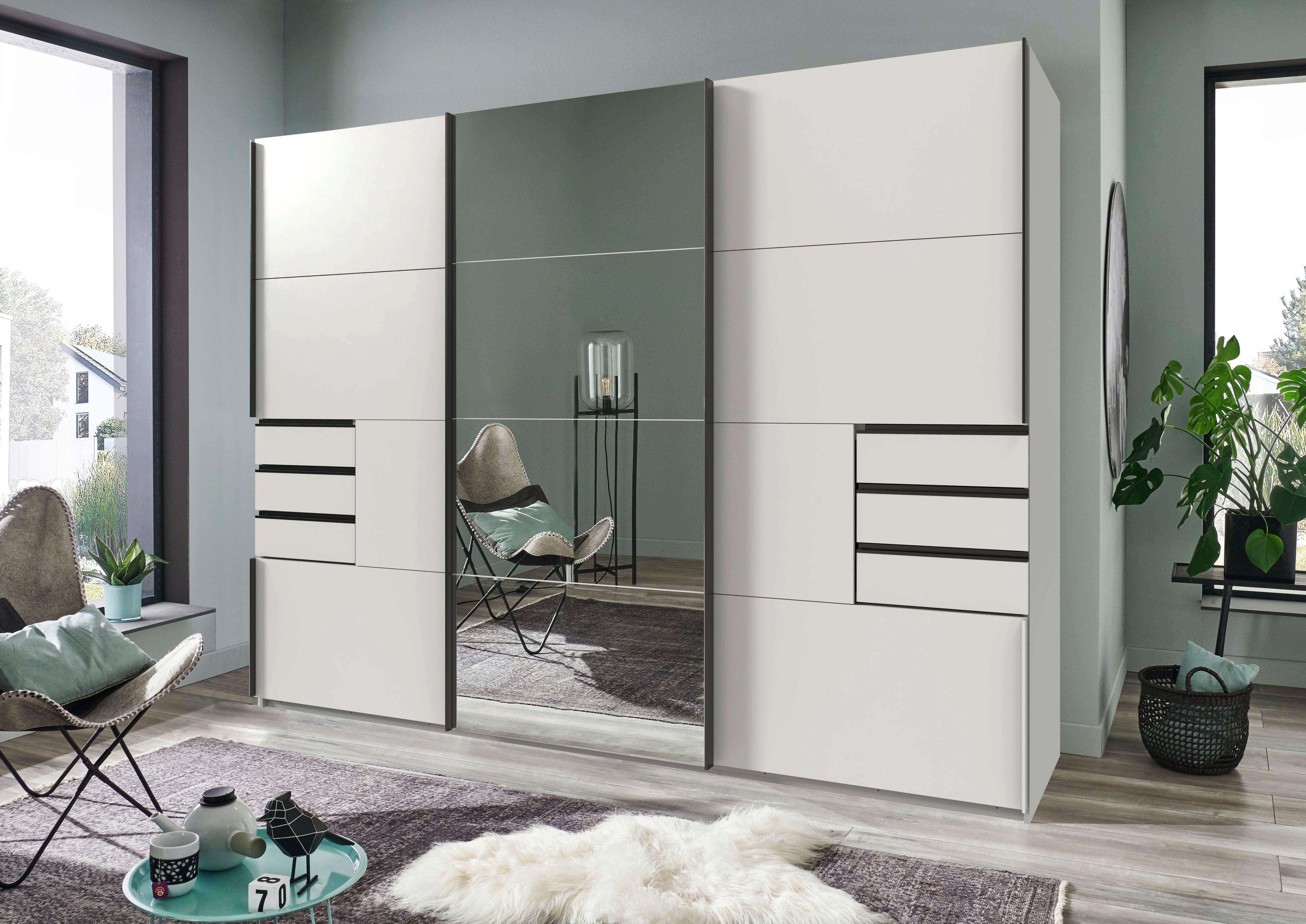 Schwebetürenschrank Saigon - Weiß, MODERN, Glas/Holzwerkstoff (270/210/64cm) - MID.YOU