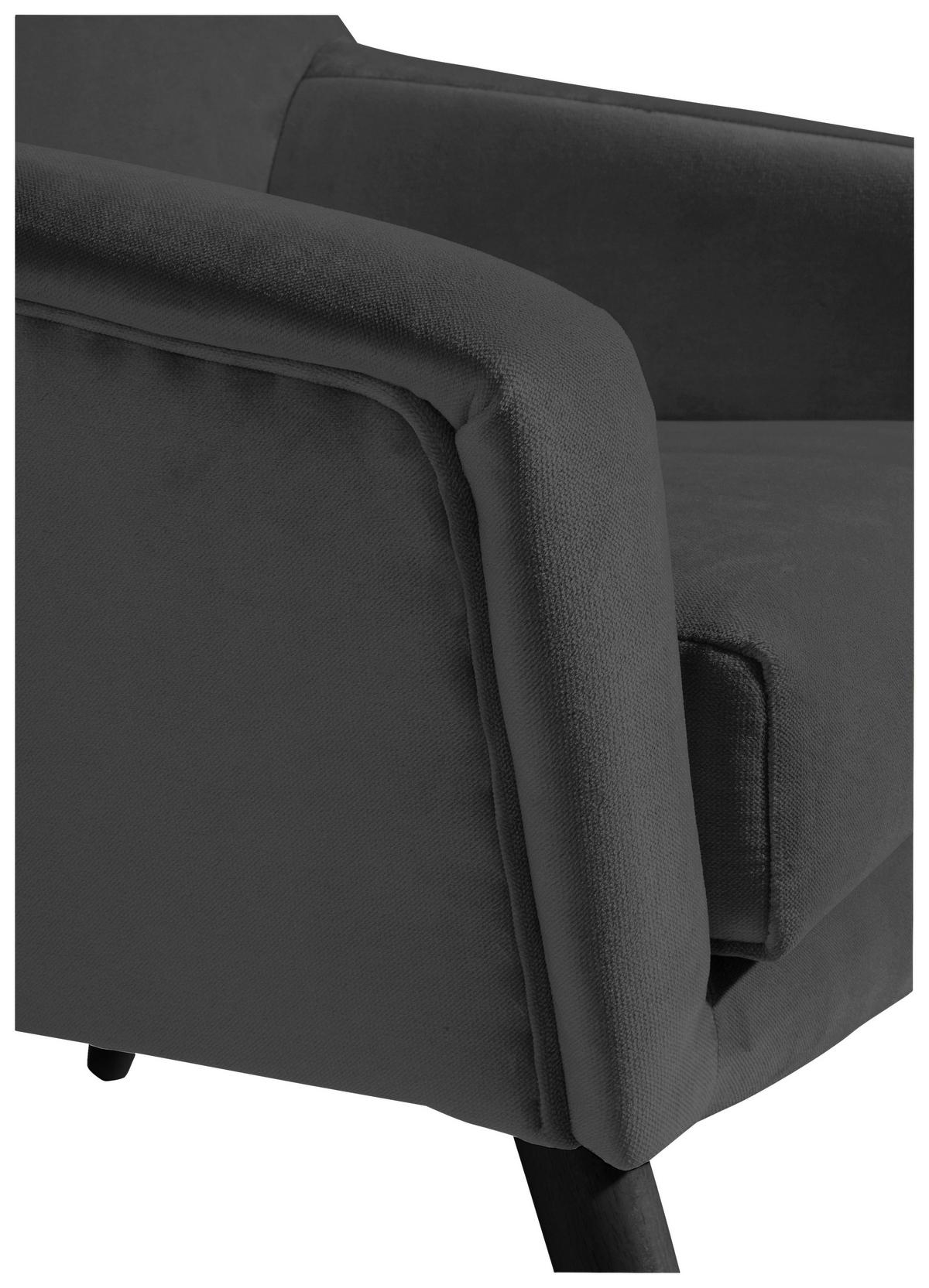 Polstersessel Mit Armlehnen Alegro Samt Anthrazit - Anthrazit/Schwarz, Design, Textil (67/81/71cm) - Max Winzer