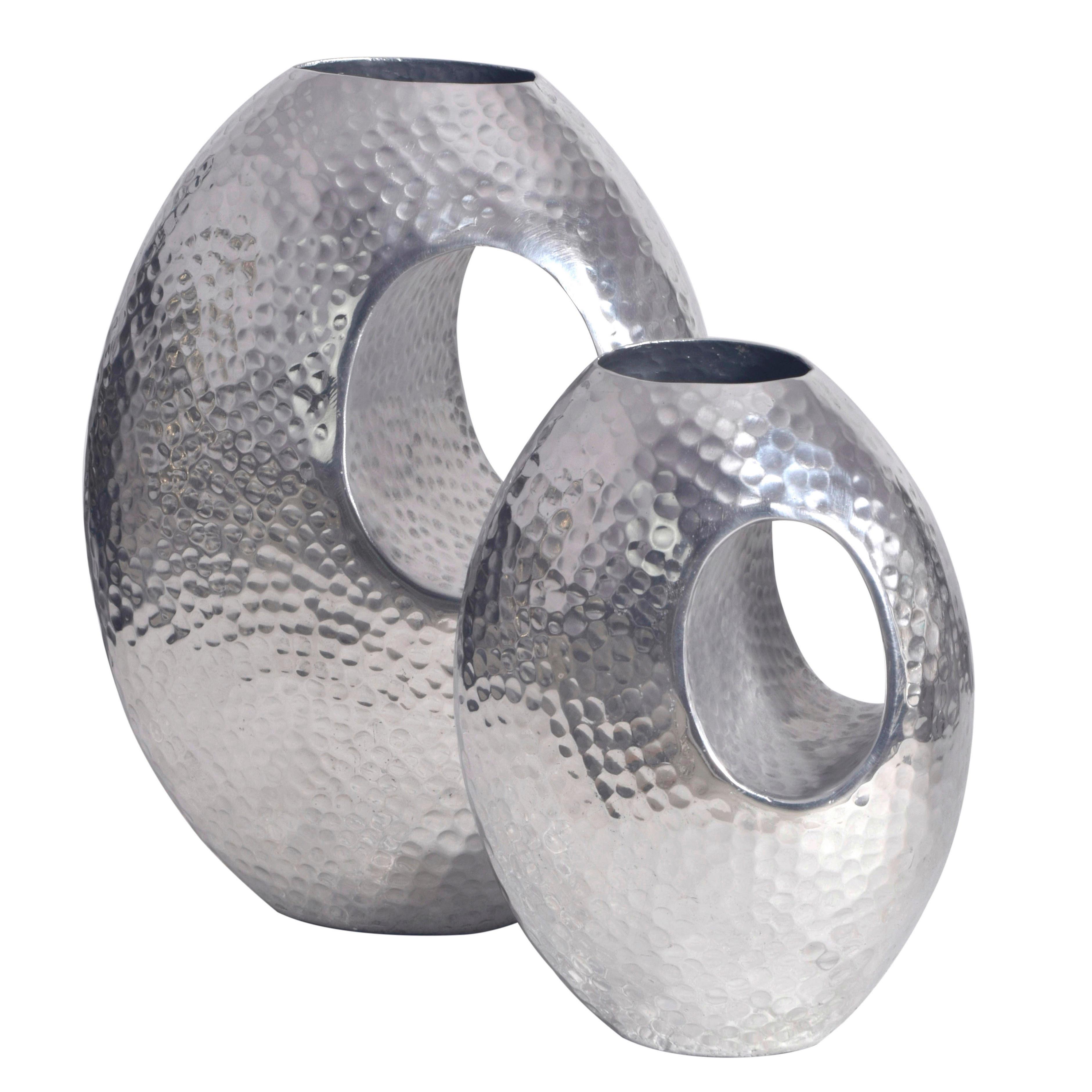 Vase Silberfarben B: 29 cm - Silberfarben, Design, Metall (29/39/16,5cm) - Livetastic