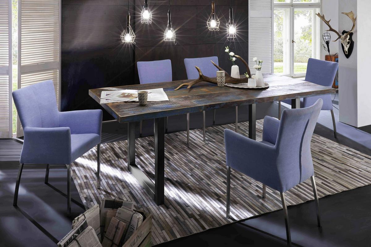 ESSTISCH Multicolor/Schwarz L: 160cm - Multicolor/Schwarz, MODERN, Holz/Metall (160/85/76,5cm) - MID.YOU