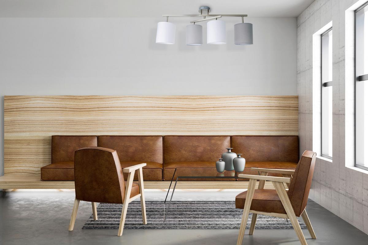 Deckenleuchte L: 82 cm 4-flammig Textilschirm - Weiß/Grau, Design, Textil/Metall (29/82cm) - Näve