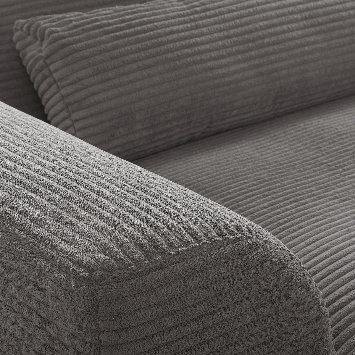 Ecksofa Berlin Cord Grau 313x172 cm - Schwarz/Grau, Design, Textil (313/172cm) - P & B
