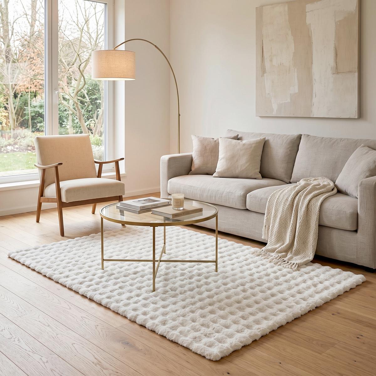 UMELÁ KOŽUŠINA BUBBLE 2 - krémová, Modern, textil (120/170cm) - Mömax