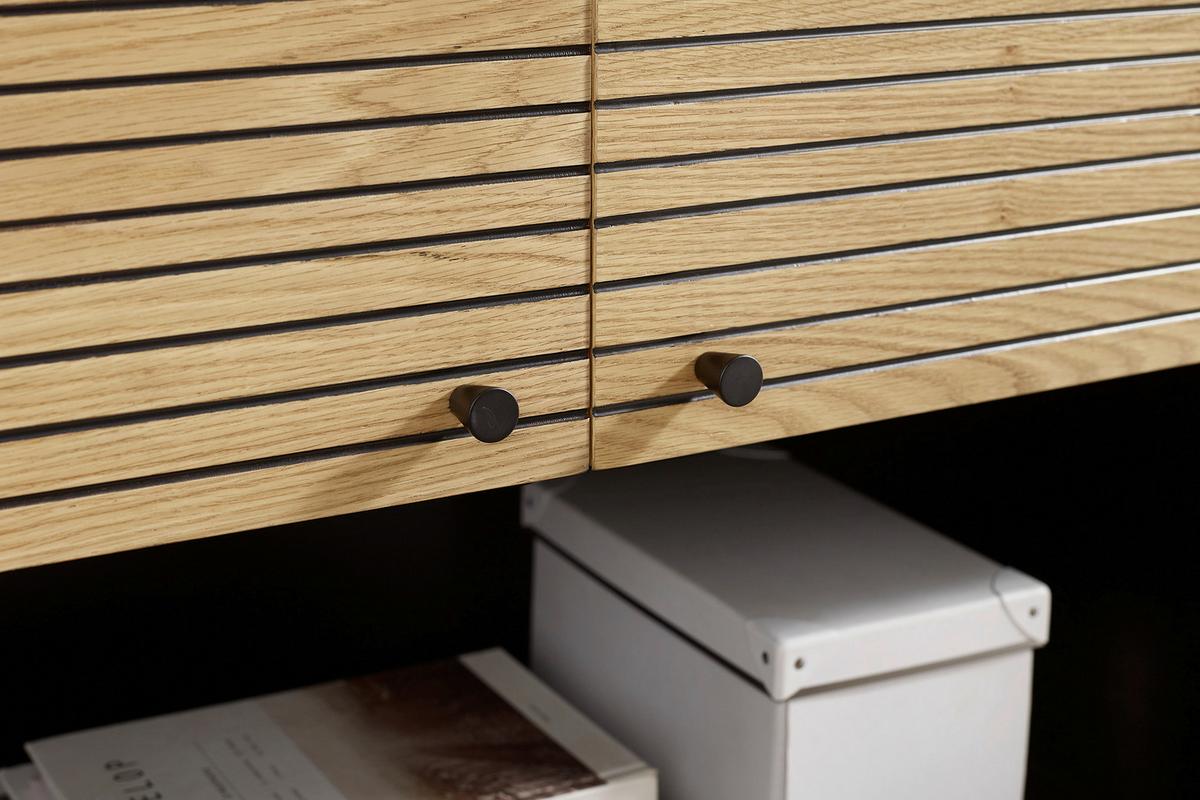 Highboard Schwarz, Eichefarben B: 100cm - Eichefarben/Schwarz, Design, Holz/Holzwerkstoff (100/155/40cm) - Livetastic