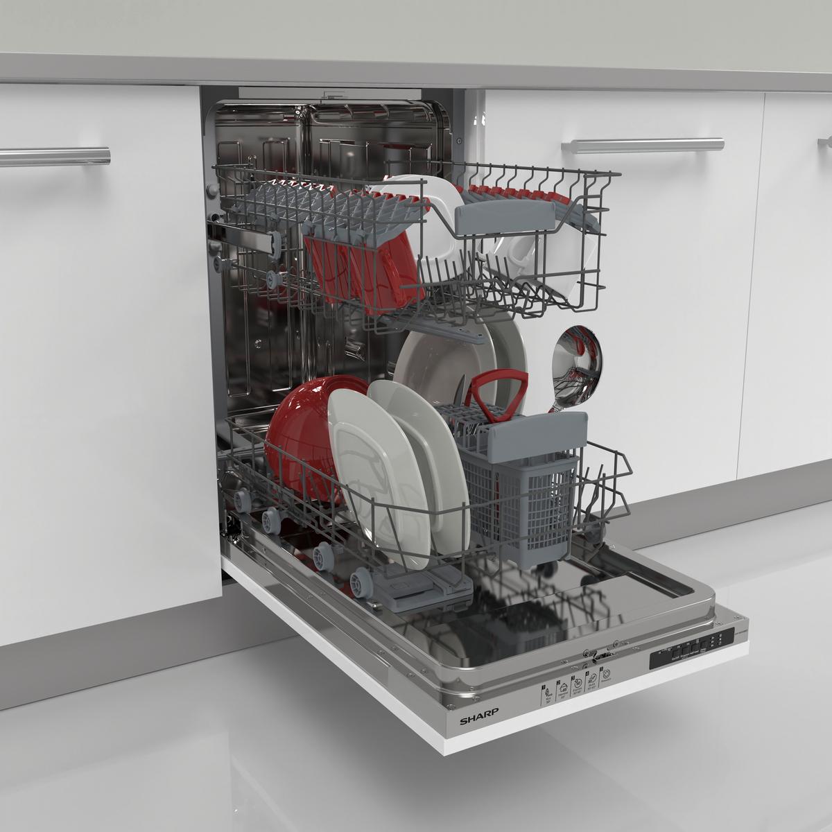 Einbau-geschirrspüler Hf 3c7low B: 45 Cm Vollintegriert - Basics, Kunststoff/Metall (45/82/55cm) - Sharp