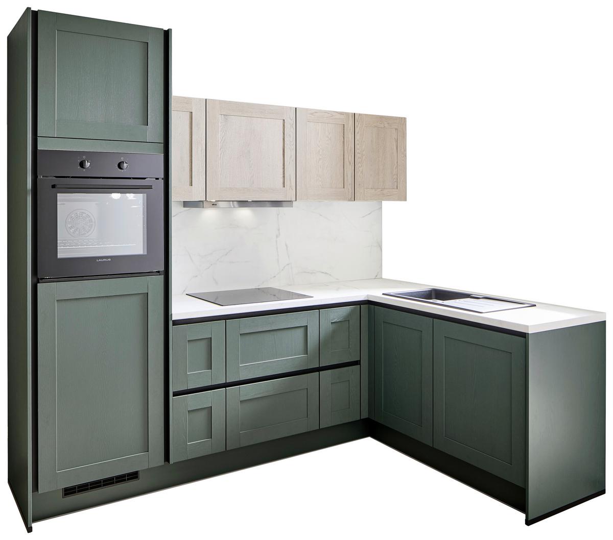 Eckküche Pn 500 - Eichefarben/Graphitfarben, ROMANTIK / LANDHAUS, Holzwerkstoff (253,2/176,6cm) - Pino