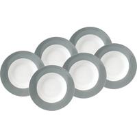 Suppentellerset Grau Weiß 6-teilig D: 21,5 cm - Weiß/Grau, Basics, Keramik (21,5cm) - Van Well