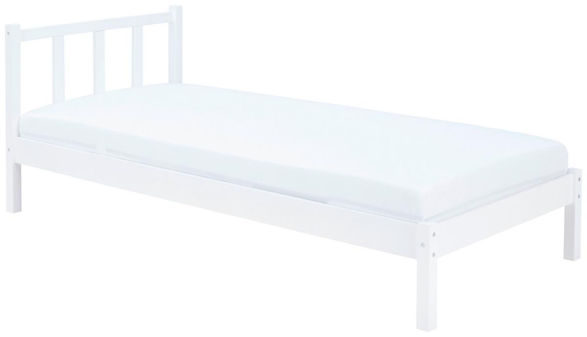 Massivholzbett Maren Ohne Lattenrost 90x200cm Weiß - Weiß, Basics, Holz (90/200cm)