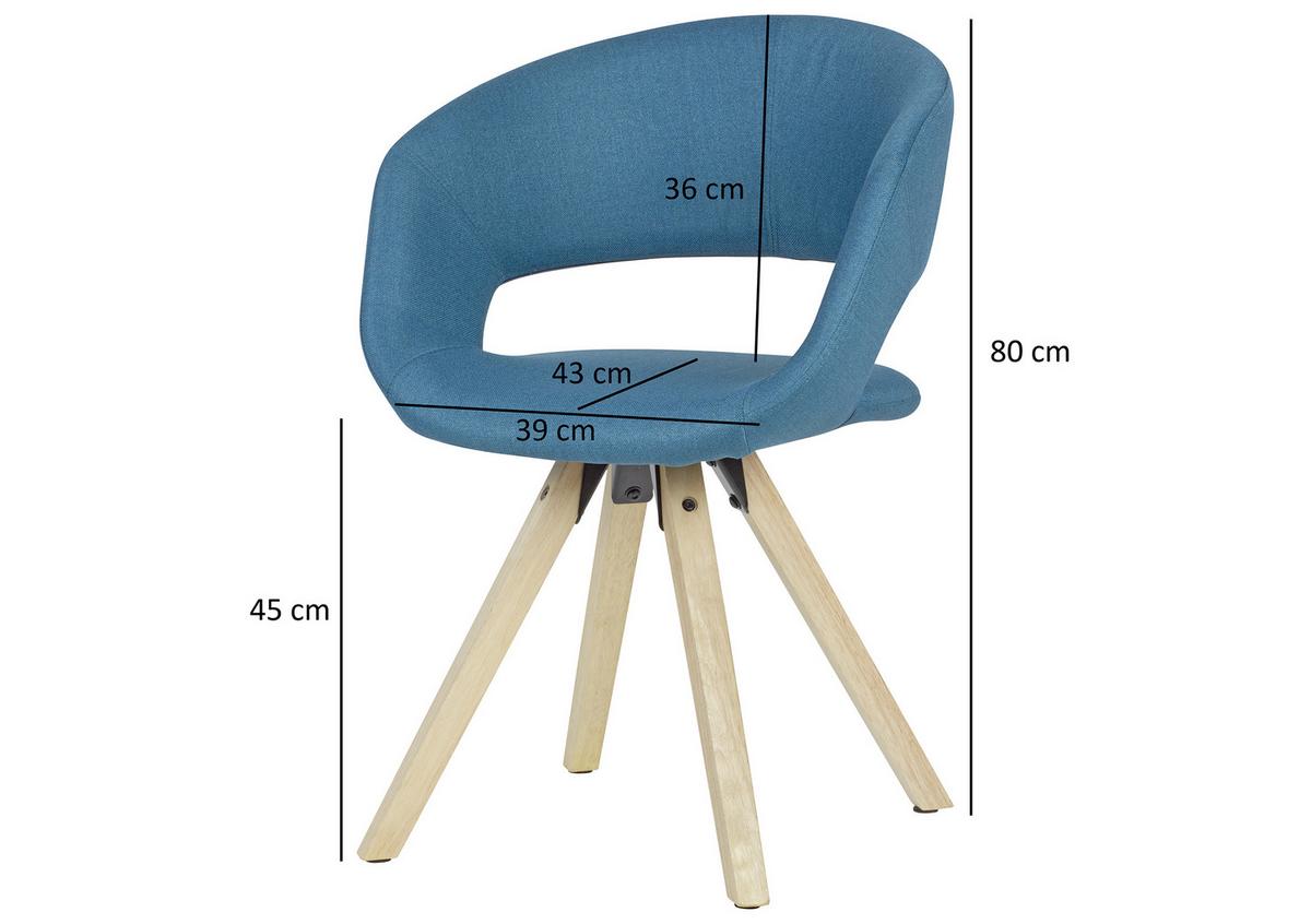 Jídelní židle s područkami modrá - barvy dubu/světle modrá, Moderní, dřevo/textil (56/80/50cm) - MID.YOU