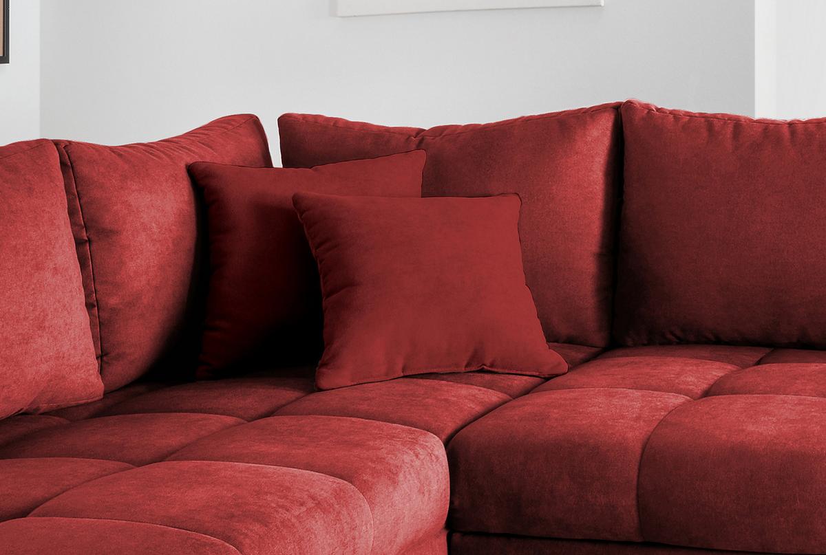 Eckschlafsofa Alvito Rot S: 202/298 cm - Rot/Silberfarben, Design, Textil (202/298cm) - MID.YOU
