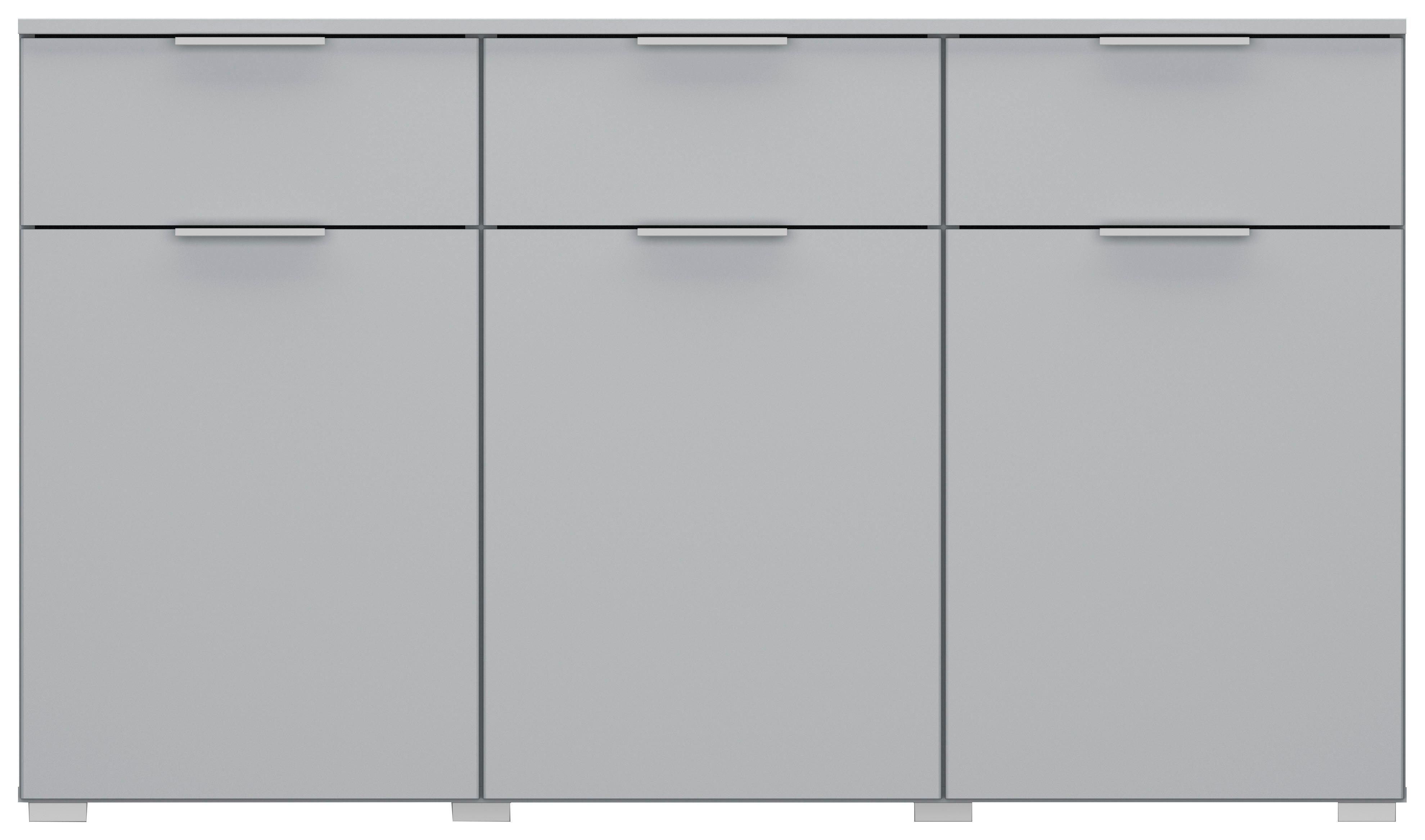 Kommode Mit Soft-Close B: 140 cm Alabama, Seidengrau - Hellgrau/Alufarben, MODERN, Holzwerkstoff (140/81/42cm)