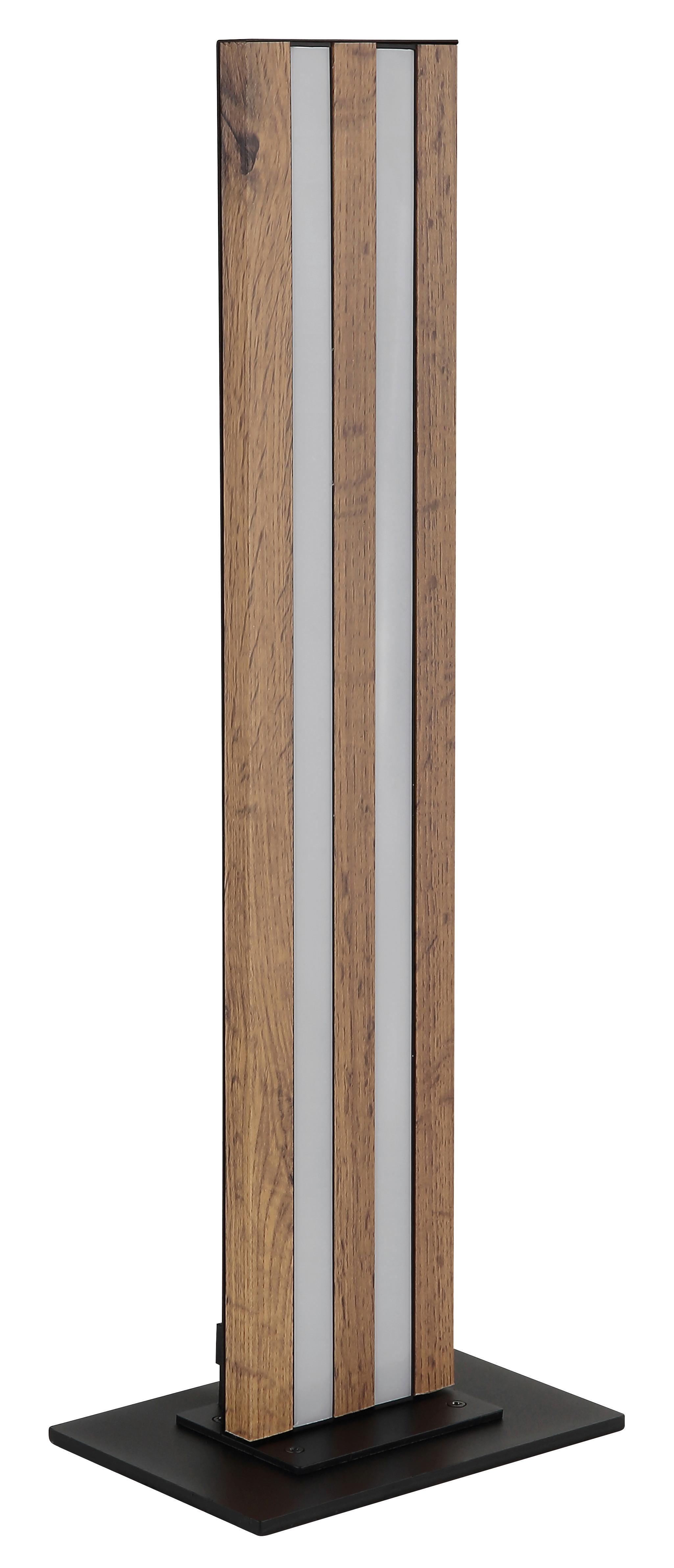 Tischleuchte Metall 230V, 18x12x50 cm - Dunkelbraun/Opal, Design, Holzwerkstoff/Kunststoff (18/12/50cm) - Globo