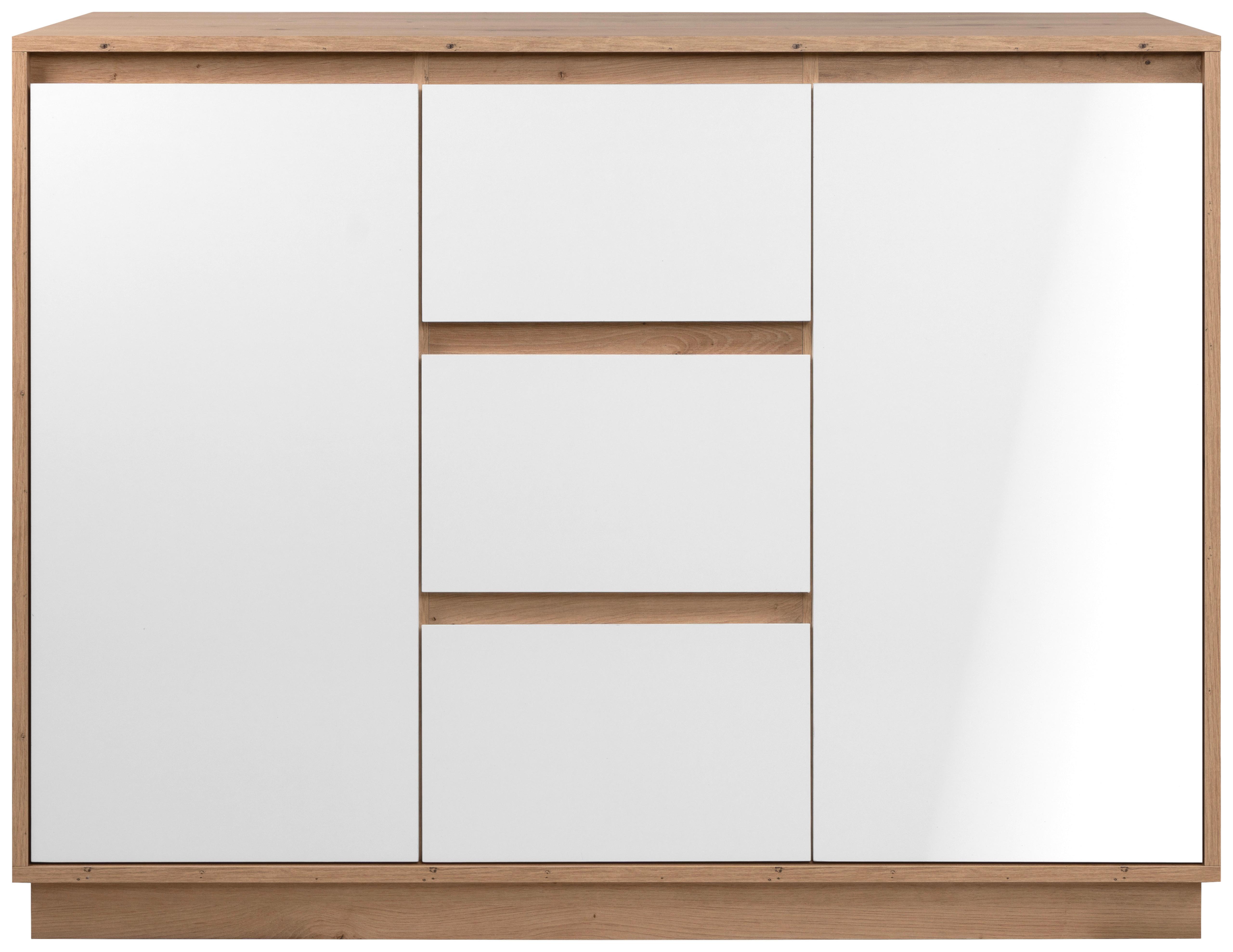 Kommode Phoenix Artisan Eiche/Weiß, B: 117 cm - Eiche Artisan, Trend, Holzwerkstoff (117/88/40cm)