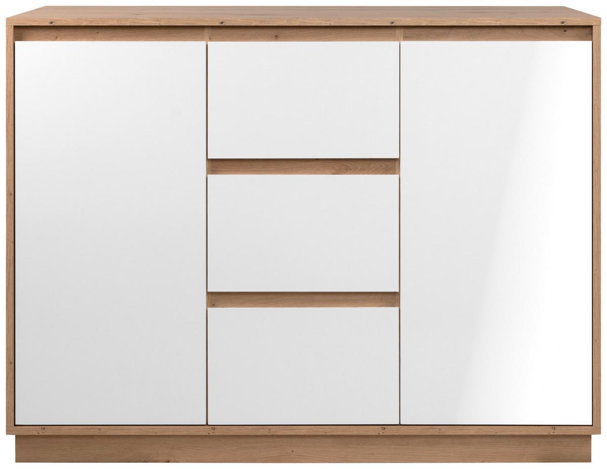 Kommode Phoenix Artisan Eiche/Weiß, B: 117 cm - Eiche Artisan, Trend, Holzwerkstoff (117/88/40cm)