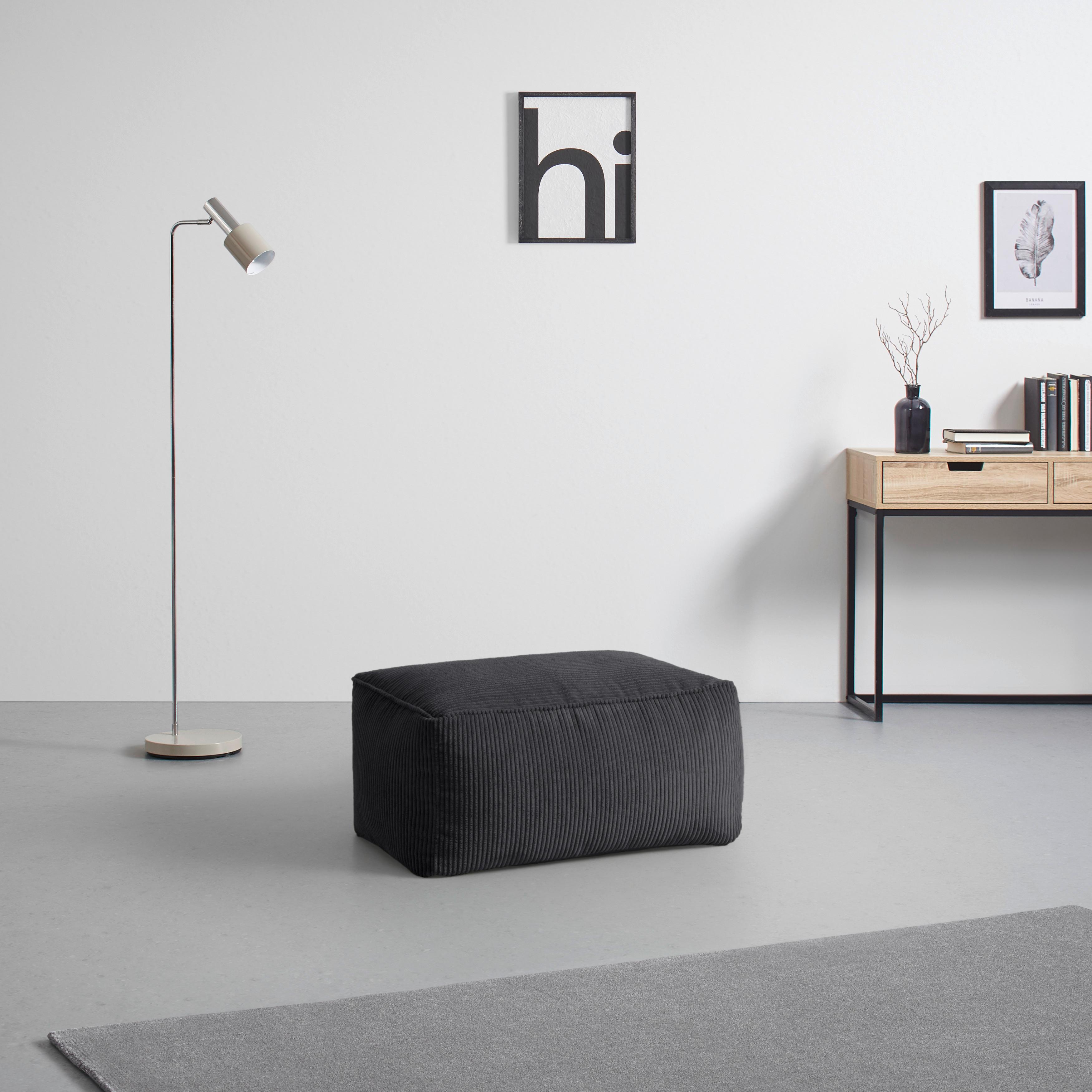 Taburet CAROLINE, antracit.manšestr, max. 80 kg - antracitová, Moderní, textil (80/38/50cm) - Mömax