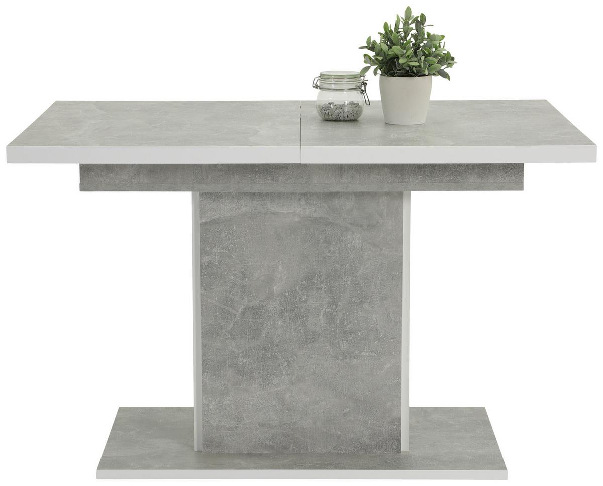 Esstisch Ausziehbar Alice Lxb: 120-160x80 Cm Betonoptik/weiß - Hellgrau, MODERN, Holzwerkstoff (120/80/76cm) - MID.YOU