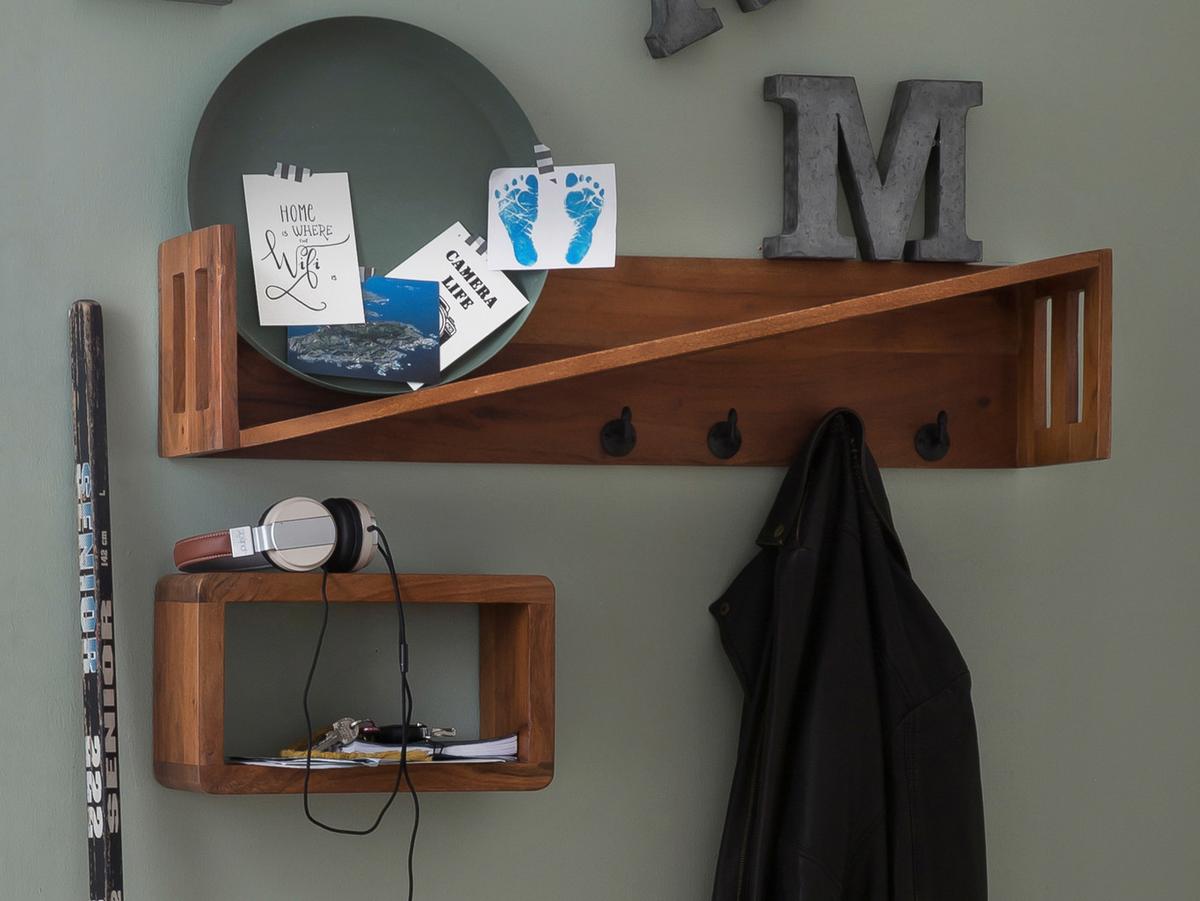 Wandregal Mangoholz B: 34cm - Naturfarben, Design, Holz (34/20/15cm) - MID.YOU