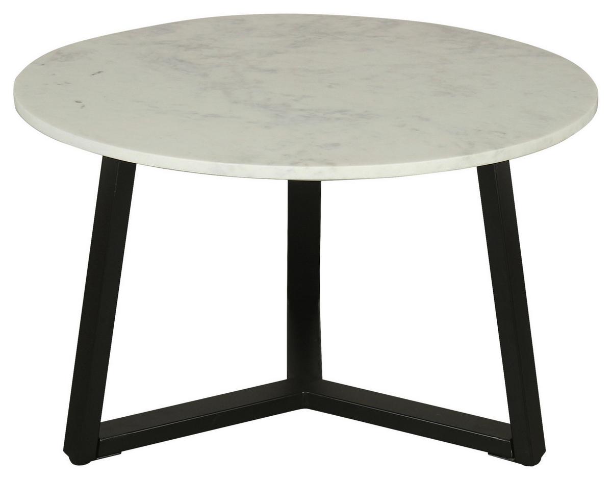 Couchtisch Cross Weiß/schwarz D: 75 Cm - Schwarz/Weiß, Design, Stein/Metall (75/46/75cm) - MID.YOU