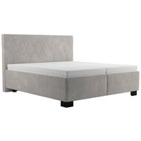 Čalúnená posteľ FERAMA 180x200 cm, béžová - čierna/prírodná farba, Modern, drevo/textil (180/200cm)