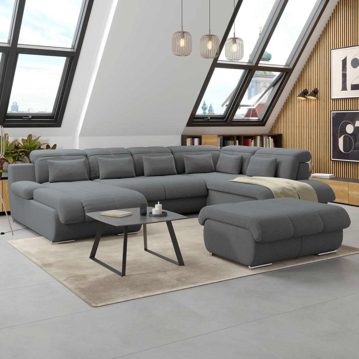 Hocker Multi anthrazit, B: 100cm - Chromfarben/Anthrazit, MODERN, Textil (100/43/80cm) - Luca Bessoni