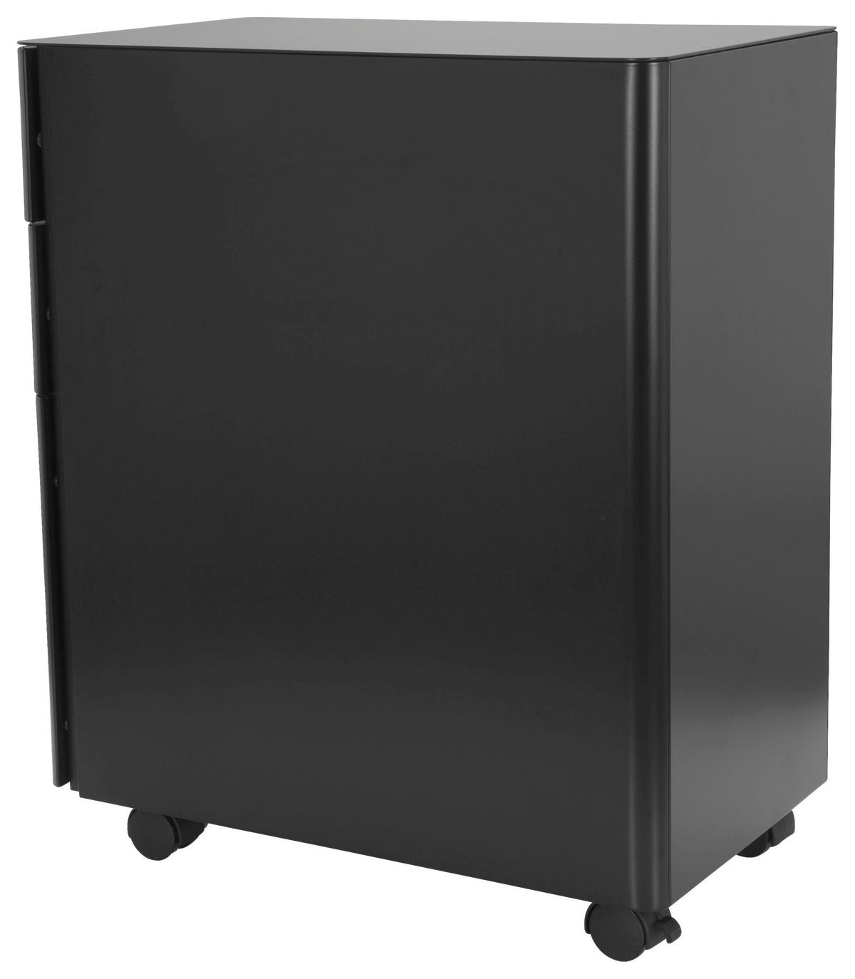 Rollcontainer Color I Schwarz - Schwarz, MODERN, Kunststoff/Metall (30/59/50cm) - MID.YOU