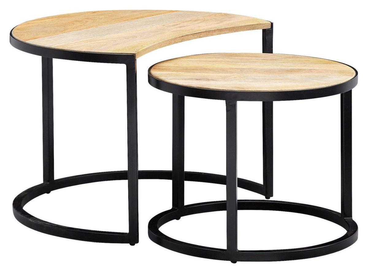 Sada konferenčních stolů WOHNLING svetlěhnedá - černá/světle hnědá, Moderní, kov/dřevo (41/60/41cm) - MID.YOU