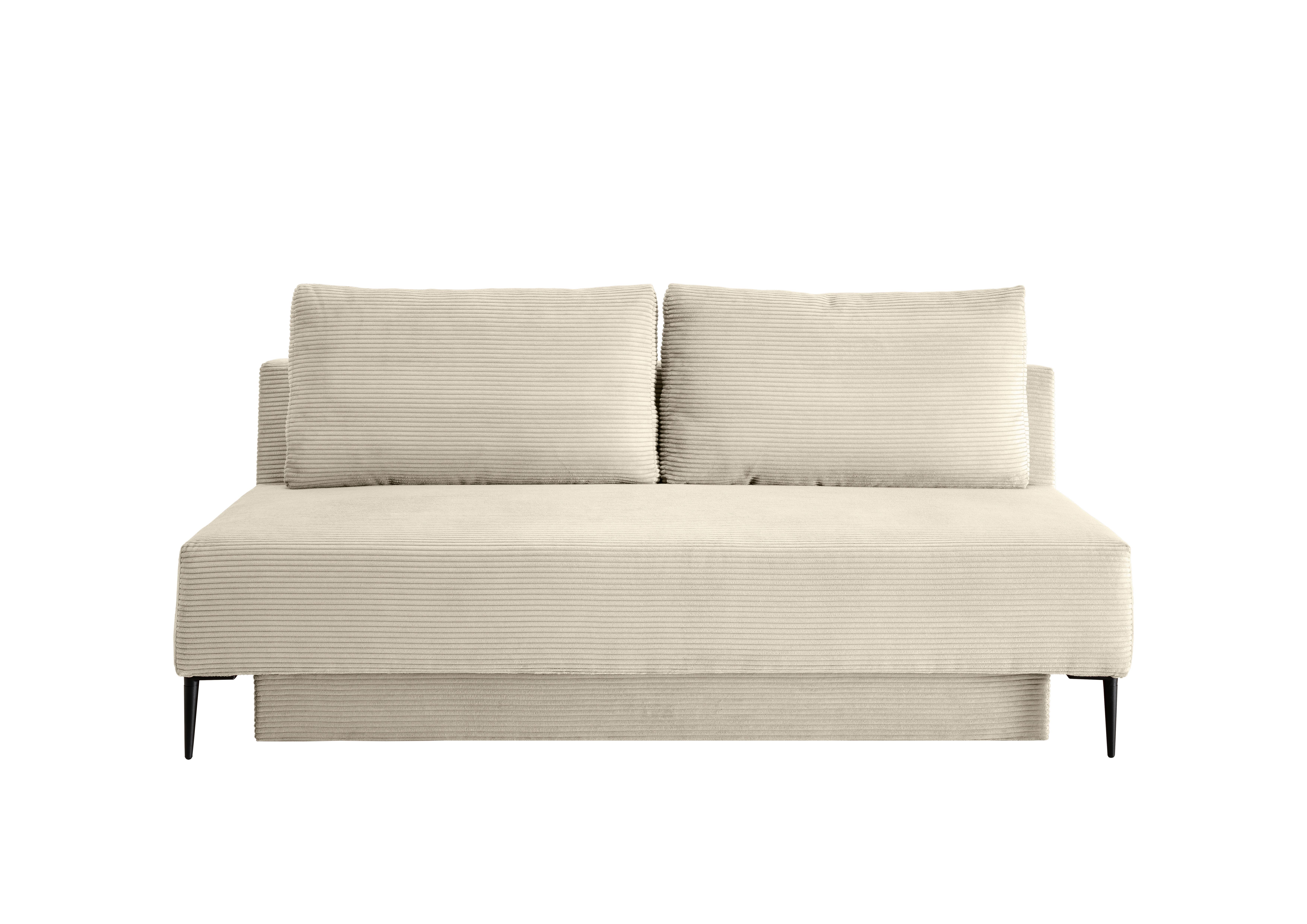 Schlafsofa Petri Beige Cord, Rücken Echt B: 198 cm - Beige/Schwarz, MODERN, Textil (198/90/100cm) - Livetastic