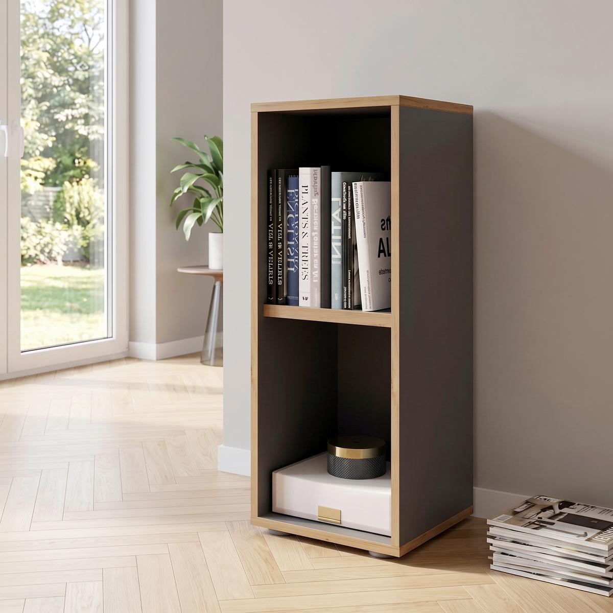 Regal Salia Anthrazit, Honigeiche B: 30 cm - Honigeiche/Anthrazit, Design, Holzwerkstoff (30/74/33cm) - P & B