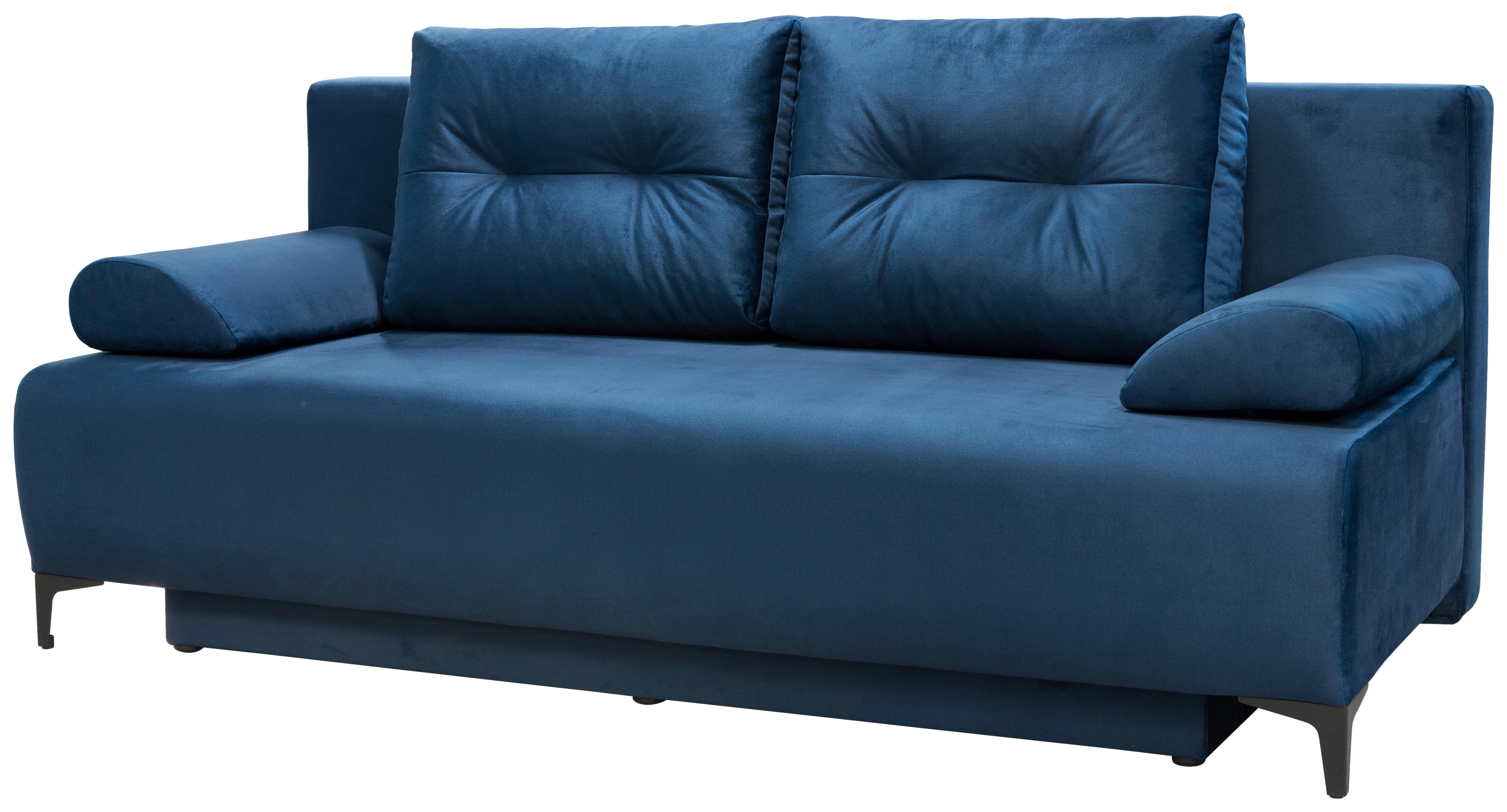 Boxspringová Pohovka Viera - černá/tmavě modrá, Moderní, kov/textil (201/100/105cm)