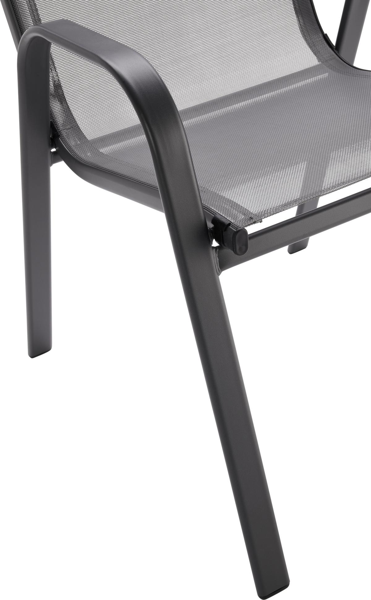 Gartensessel Stapelbar Alexis Stahl/textilene - Anthrazit, MODERN, Textil/Metall (54/92/73cm) - Ondega