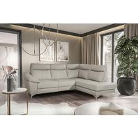 Ecksofa Luna Teilleder Platinfarben 242x194 - Platinfarben/Chromfarben, Design, Leder/Textil (242/194cm) - Livetastic