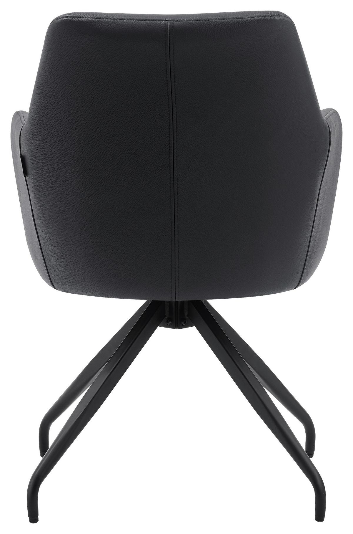 Armlehnstuhl Janette Schwarz B: 57,5 cm - Schwarz, MODERN, Leder/Holz (57,5/83,5/63cm) - Livetastic